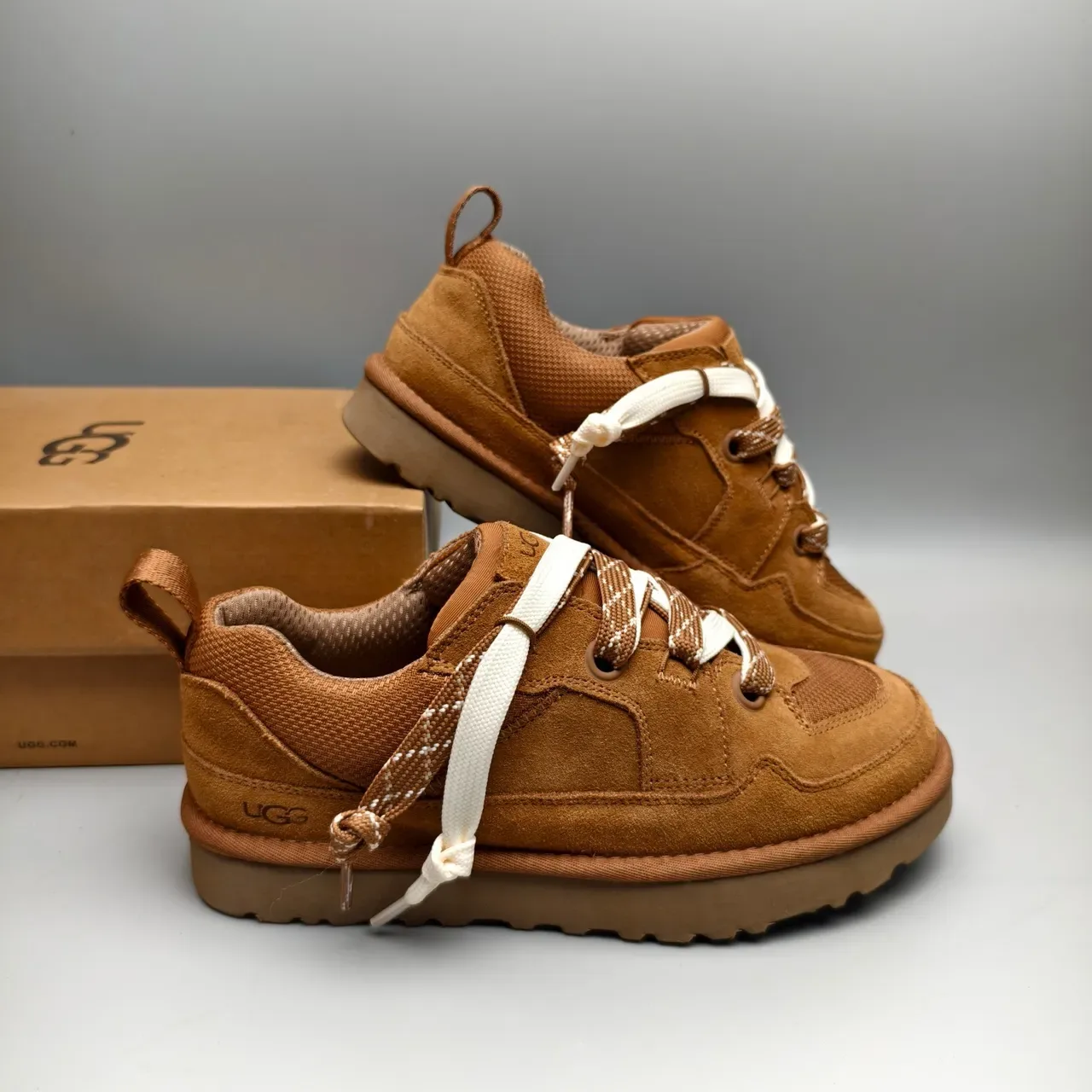 UGG Brown Beige Suede Upper Dual-Lace System Lifestyle Sneakers 6