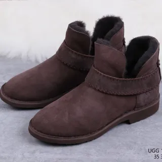 UGG Brown Black Suede Upper Shearling-Lined Ankle Boots