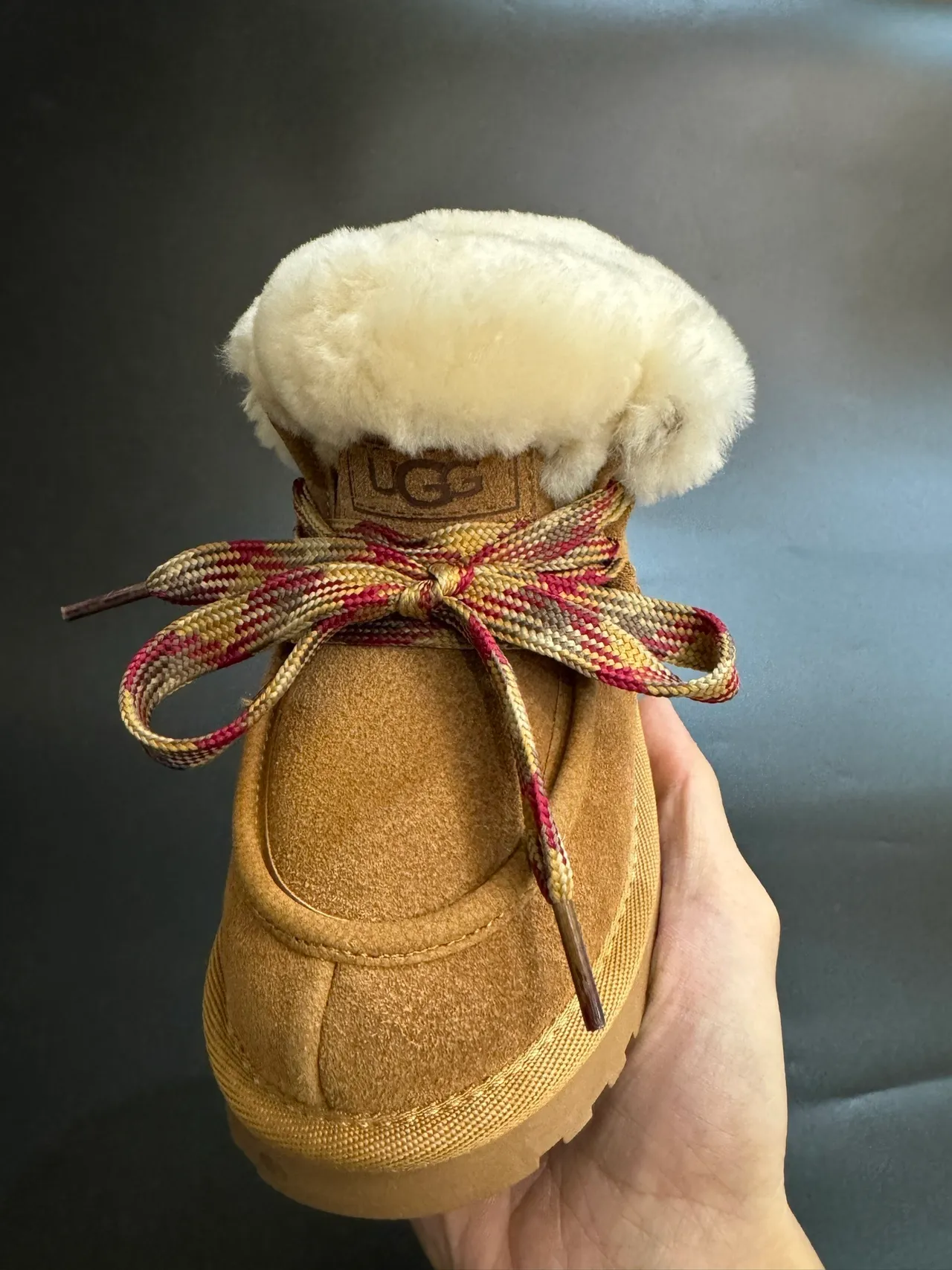 UGG Brown Multicolor Shearling-Cuffed Platform Sole Snow Boots 14