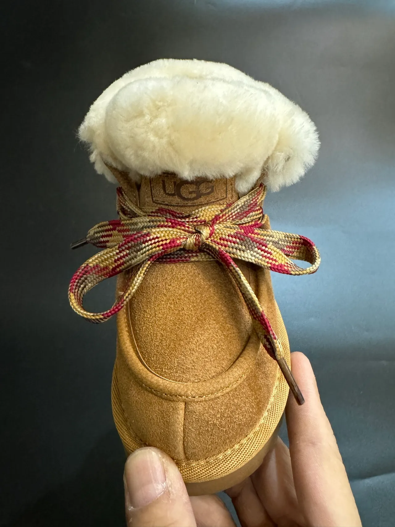UGG Brown Multicolor Shearling-Cuffed Platform Sole Snow Boots 15
