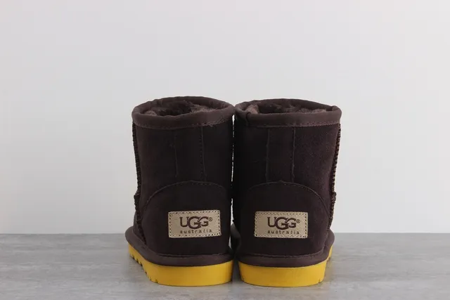 UGG Brown Yellow Character-Face Appliqué Suede Upper Snow Boots 2
