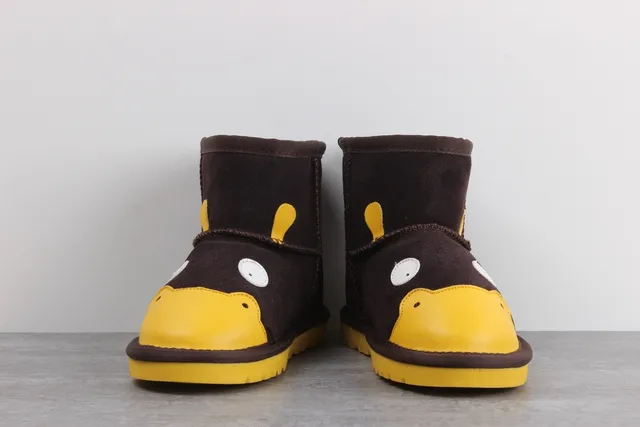 UGG Brown Yellow Character-Face Appliqué Suede Upper Snow Boots 3