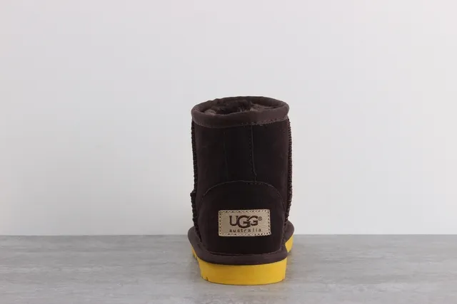 UGG Brown Yellow Character-Face Appliqué Suede Upper Snow Boots 4
