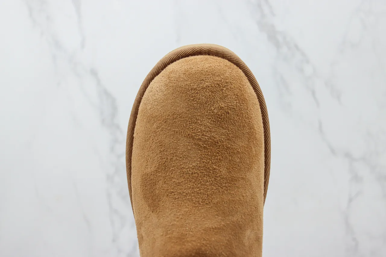 UGG Classic Mini Bow Tan Suede Shearling-Lined Snow Boots 4