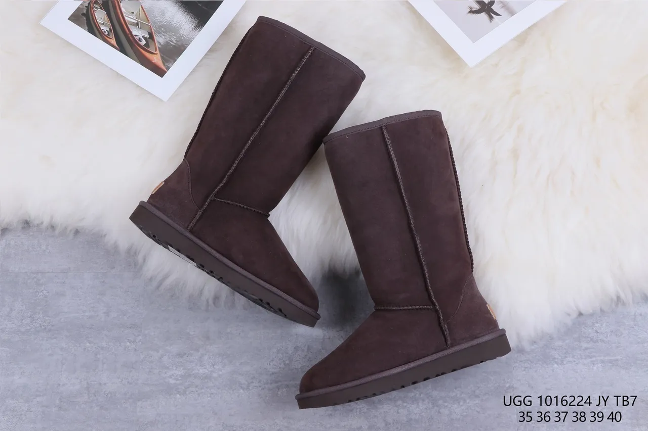 UGG Classic Tall Brown Suede Shearling-Lined Knee Boots 7