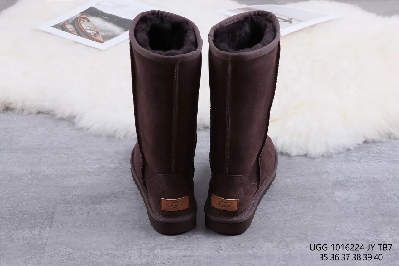 UGG Classic Tall Brown Suede Shearling-Lined Knee Boots 8