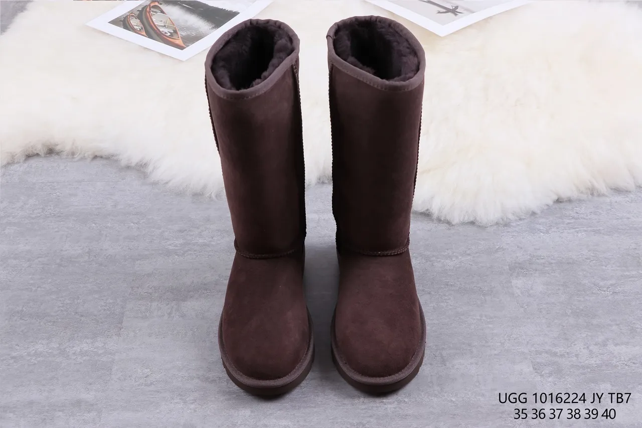 UGG Classic Tall Brown Suede Shearling-Lined Knee Boots 9