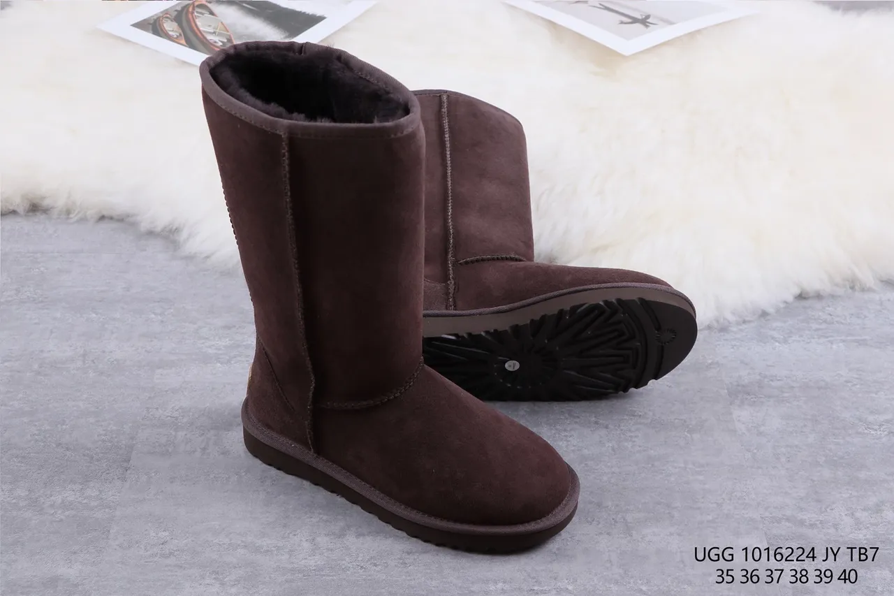 UGG Classic Tall Brown Suede Shearling-Lined Knee Boots 10
