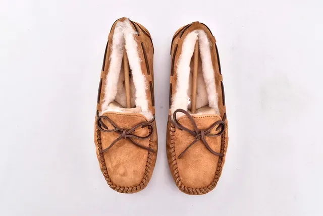 UGG Dakota Tan Suede Shearling-Lined Moccasin Loafers 3