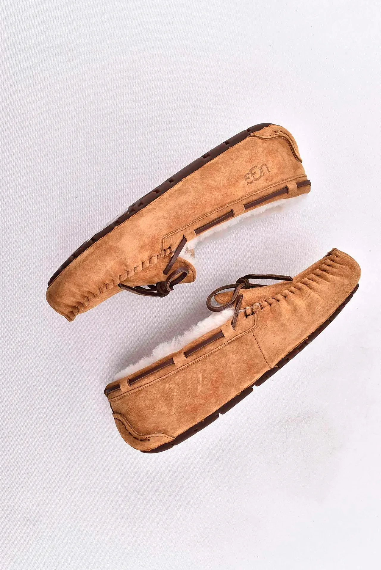 UGG Dakota Tan Suede Shearling-Lined Moccasin Loafers 11