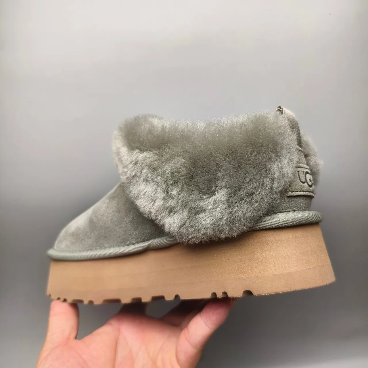 UGG Gray Brown Shearling-Lined Suede Upper Snow Boots 4