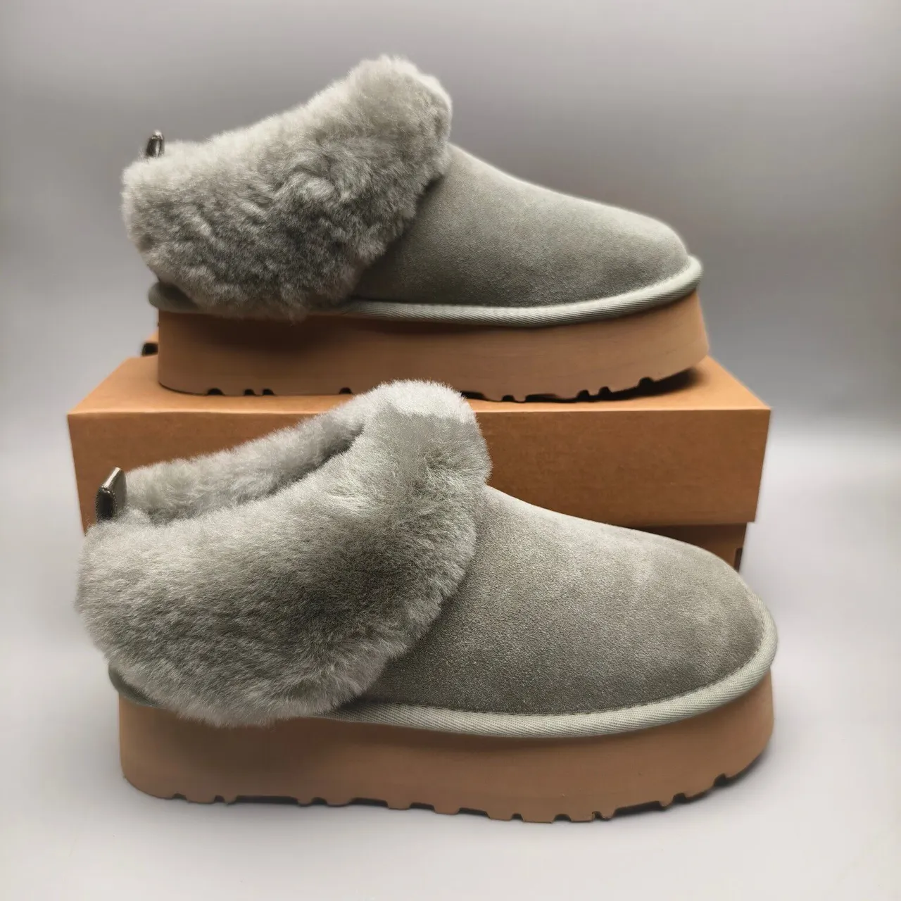 UGG Gray Brown Shearling-Lined Suede Upper Snow Boots 5