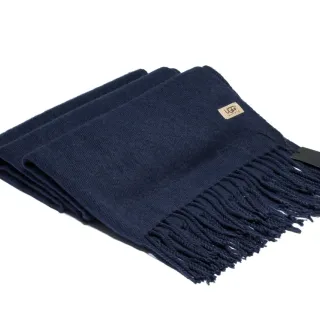 UGG Navy Knitted Fringed Cashmere Scarf