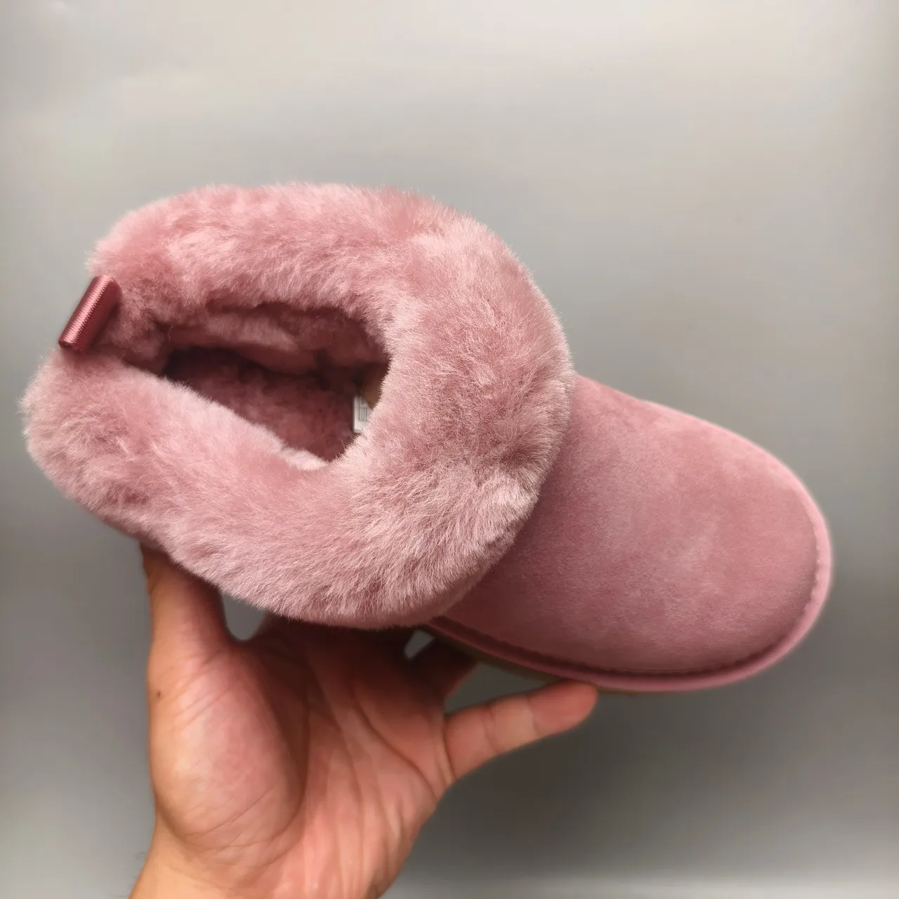 UGG Pink Brown Slip-On Platform Shearling-Collared Snow Boots 3