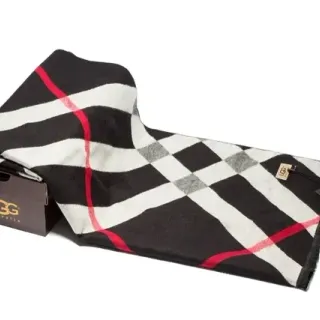 UGG Plaid-Striped Cashmere Scarf