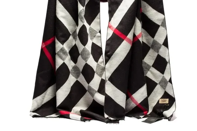 UGG Plaid-Striped Cashmere Scarf 4