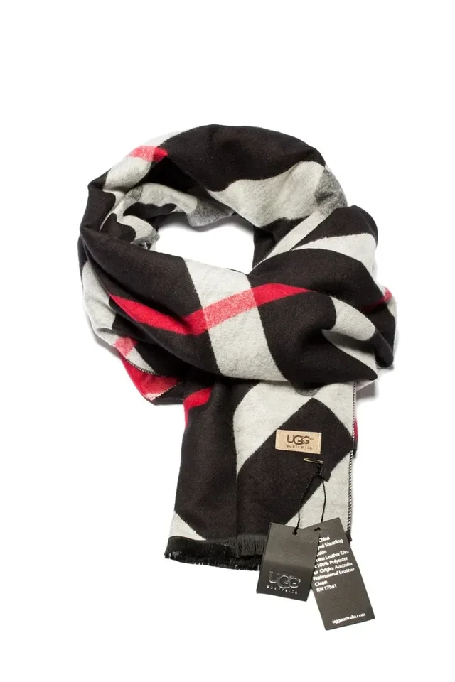 UGG Plaid-Striped Cashmere Scarf 5