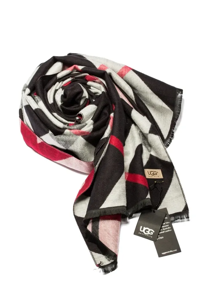 UGG Plaid-Striped Cashmere Scarf 6