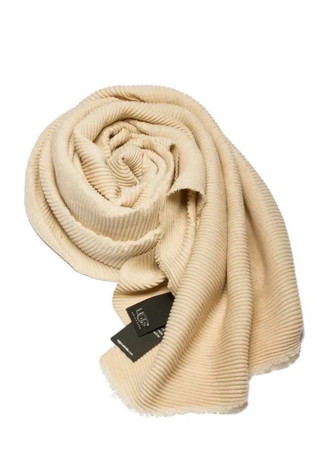 UGG Ribbed Beige Cashmere Scarf 6