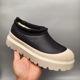 UGG Tasman Black Beige Platform Slip-On Snow Boots