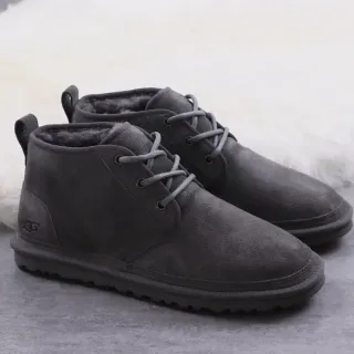 UGG Tasman Charcoal Gray Suede Shearling-Lined Lace-Up Snow Boots