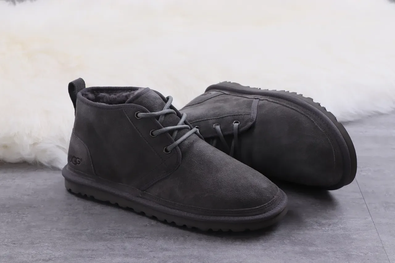UGG Tasman Charcoal Gray Suede Shearling-Lined Lace-Up Snow Boots 5