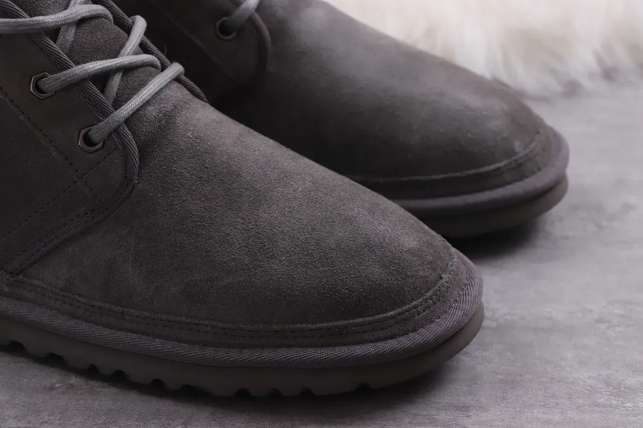 UGG Tasman Charcoal Gray Suede Shearling-Lined Lace-Up Snow Boots 10