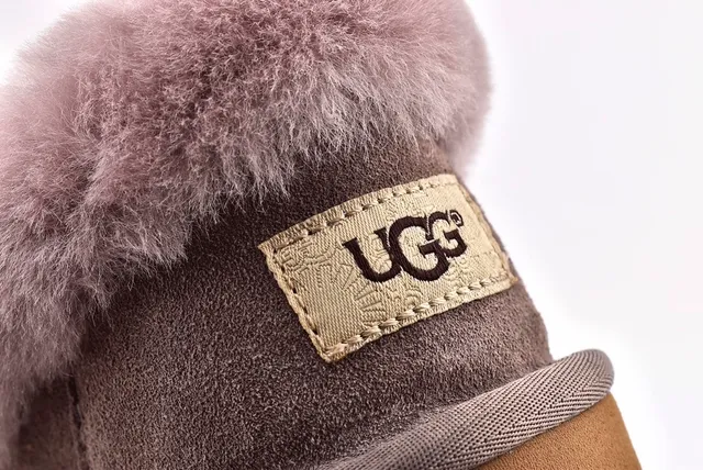 UGG Tasman Sapatos Casuais Cinza Marrom com Upper de Camurça e Gola de Shearling Dobrada 5