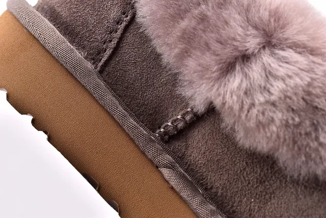 UGG Tasman Sapatos Casuais Cinza Marrom com Upper de Camurça e Gola de Shearling Dobrada 6