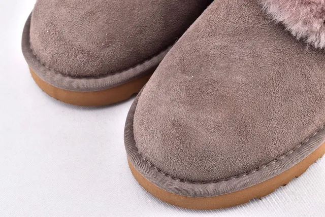 UGG Tasman Sapatos Casuais Cinza Marrom com Upper de Camurça e Gola de Shearling Dobrada 10