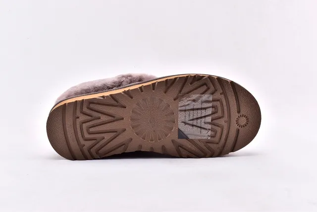 UGG Tasman Sapatos Casuais Cinza Marrom com Upper de Camurça e Gola de Shearling Dobrada 13