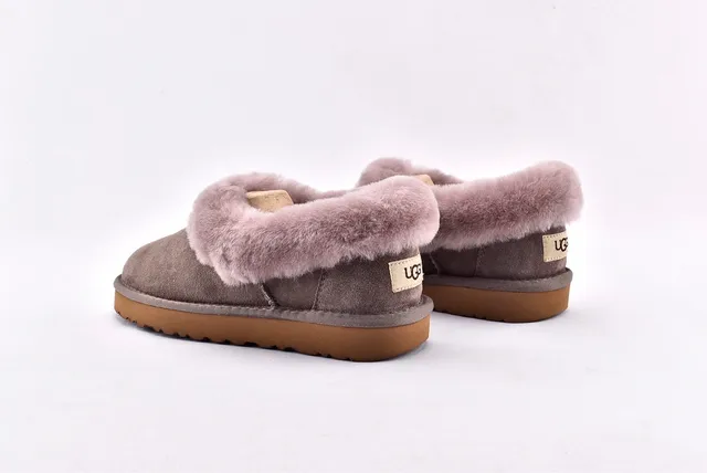 UGG Tasman Sapatos Casuais Cinza Marrom com Upper de Camurça e Gola de Shearling Dobrada 14