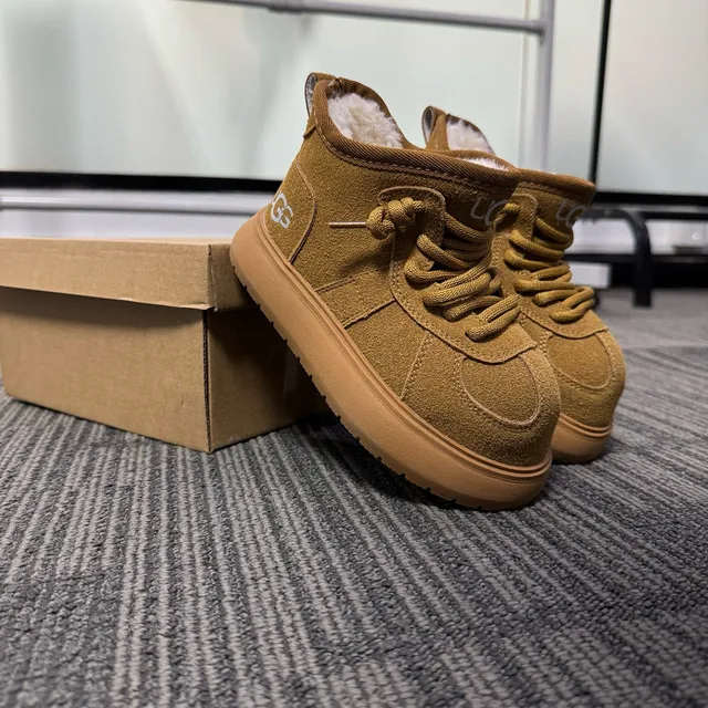 UGG Tasman-Style Tan Suede Shearling-Lined Snow Boots 8