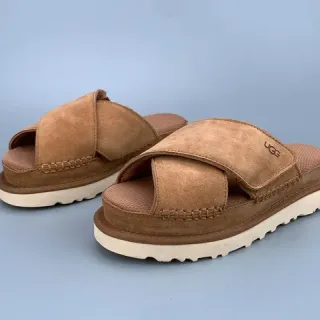 UGG Tasman Tan سويدي حزام متقاطع منصة نعال