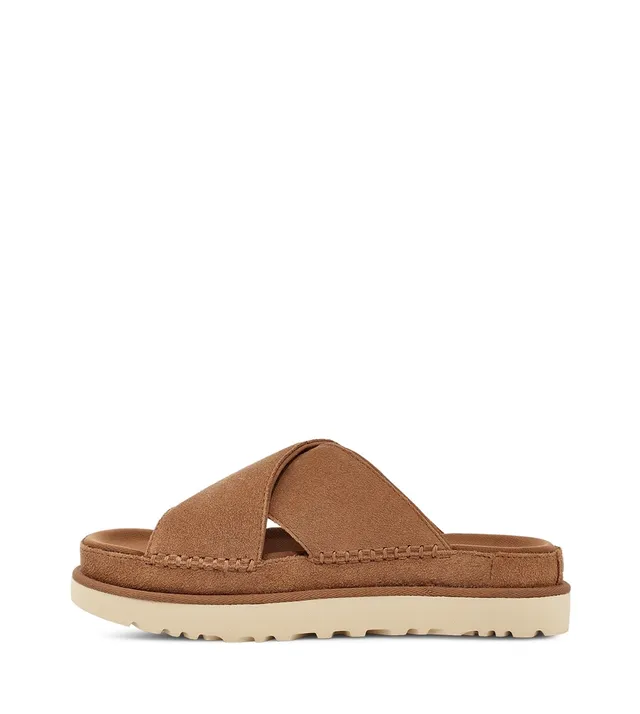 UGG Tasman Tan Suede Cross-Strap Platform Slippers 15