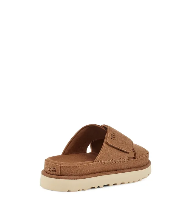 UGG Tasman Tan Suede Cross-Strap Platform Slippers 16
