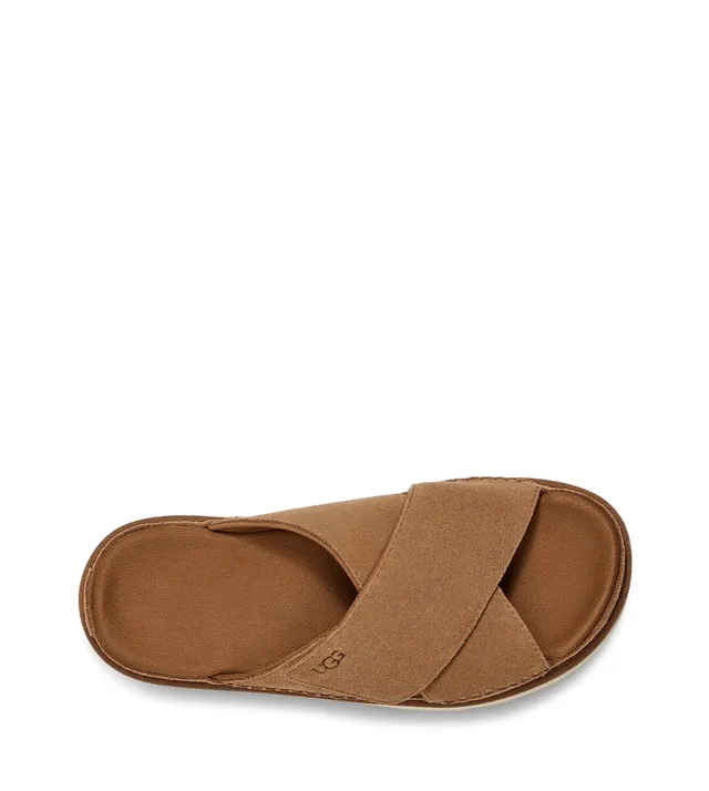 UGG Tasman Tan Suede Cross-Strap Platform Slippers 17