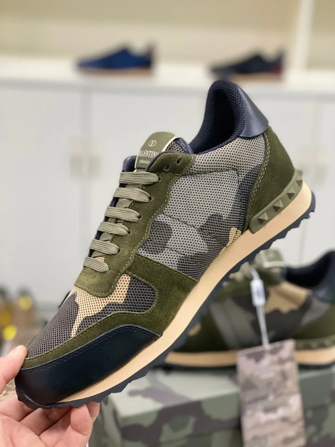 Valentino Garavani Camouflage Pyramide Stud Lifestyle Sneakers 3