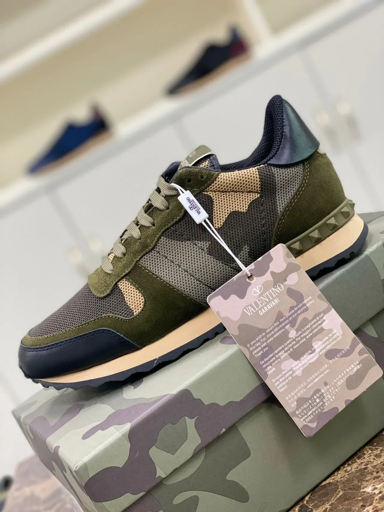 Valentino Garavani Camouflage Pyramide Stud Lifestyle Sneakers 6