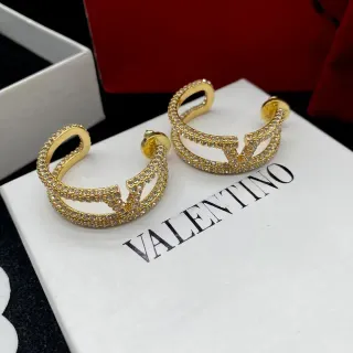 Valentino Gold Transparent Pavé-Crystal Earrings