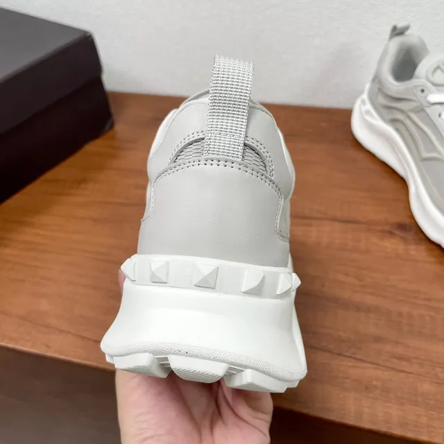 Valentino Gray White Platform Sole Layered Synthetic-Mesh Upper Chunky Sneakers 5