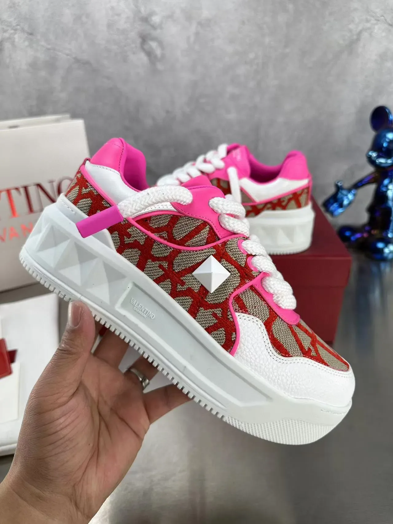 Valentino Chaussures Lifestyle Ouvertes Rose Rouge Beige 2