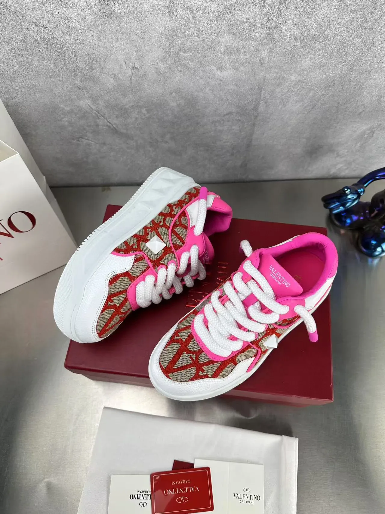 Valentino Chaussures Lifestyle Ouvertes Rose Rouge Beige 3