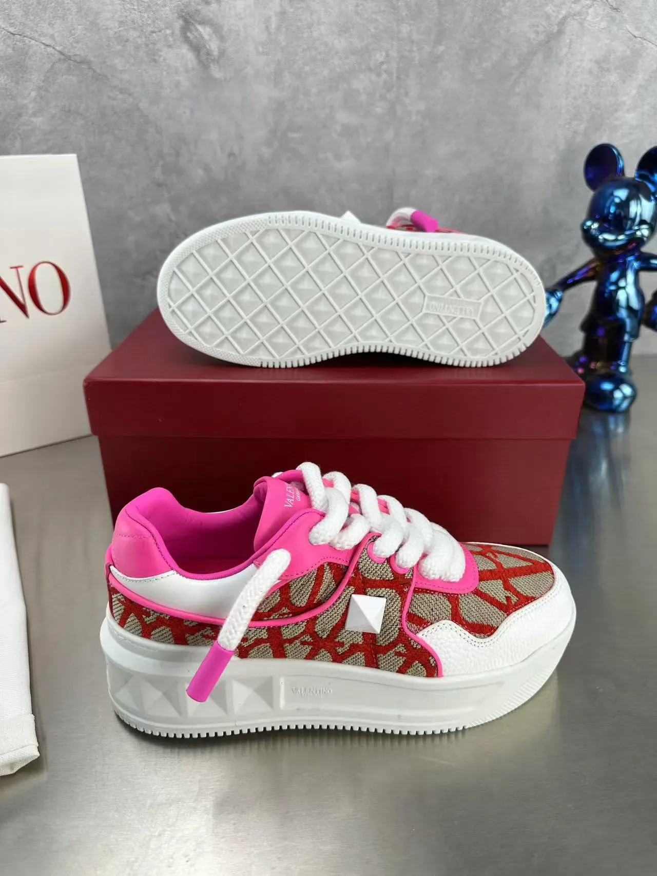 Valentino Chaussures Lifestyle Ouvertes Rose Rouge Beige 4