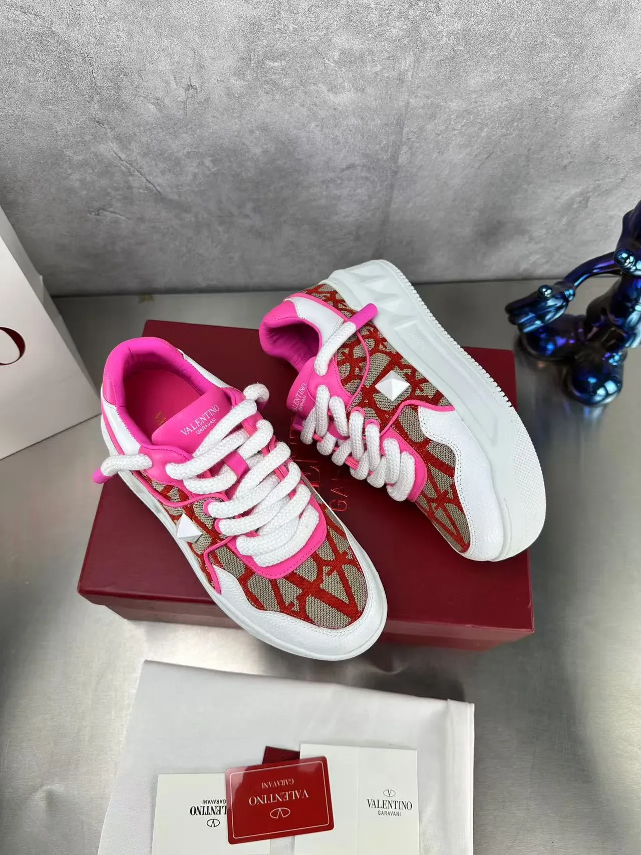 Valentino Chaussures Lifestyle Ouvertes Rose Rouge Beige 5