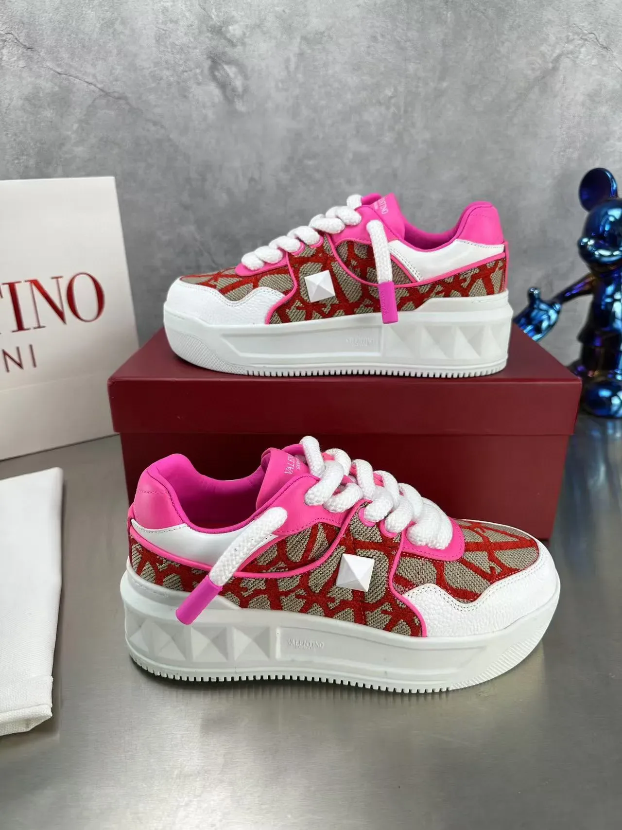 Valentino Chaussures Lifestyle Ouvertes Rose Rouge Beige 7