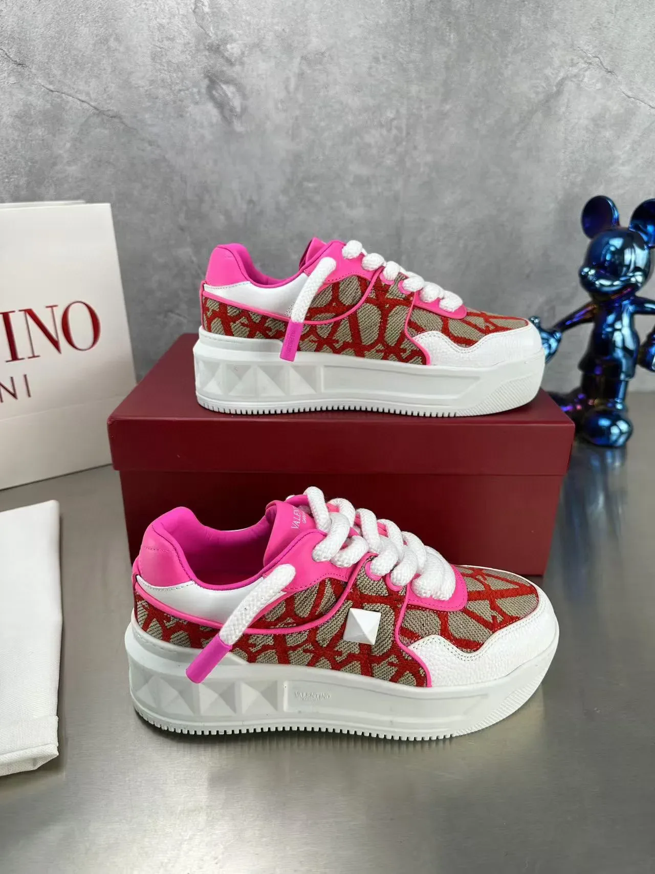 Valentino Chaussures Lifestyle Ouvertes Rose Rouge Beige 8