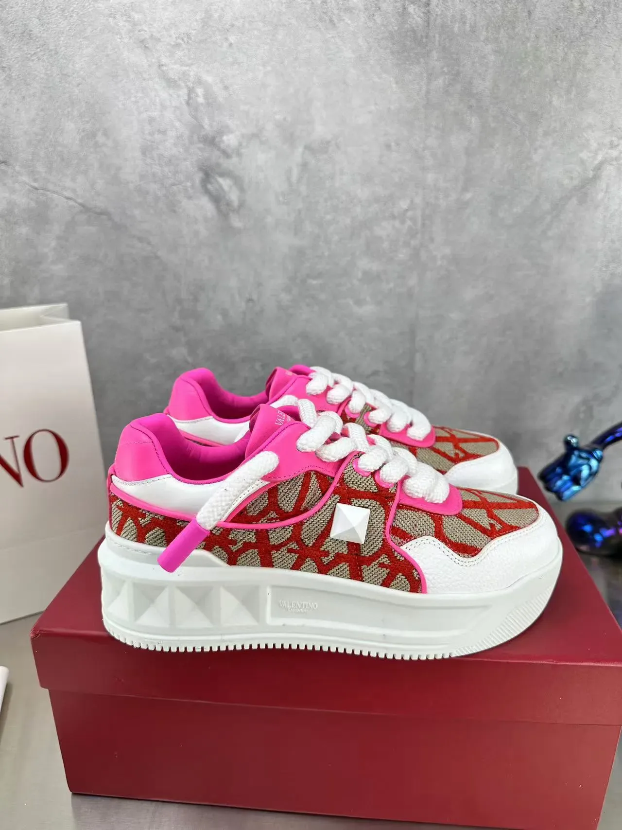 Valentino Chaussures Lifestyle Ouvertes Rose Rouge Beige 9