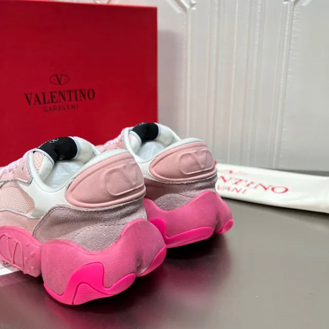 Valentino Pink Gray Platform Sole Mixed-Material Upper Chunky Sneakers 5