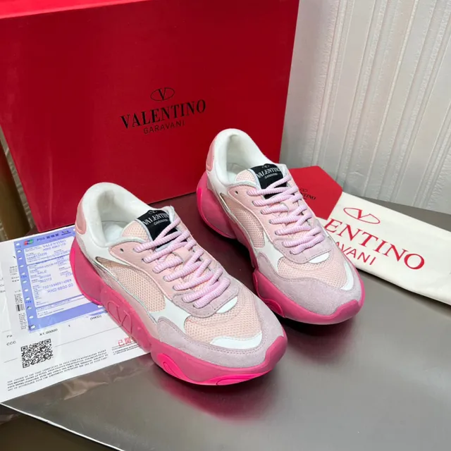 Valentino Pink Gray Platform Sole Mixed-Material Upper Chunky Sneakers 8